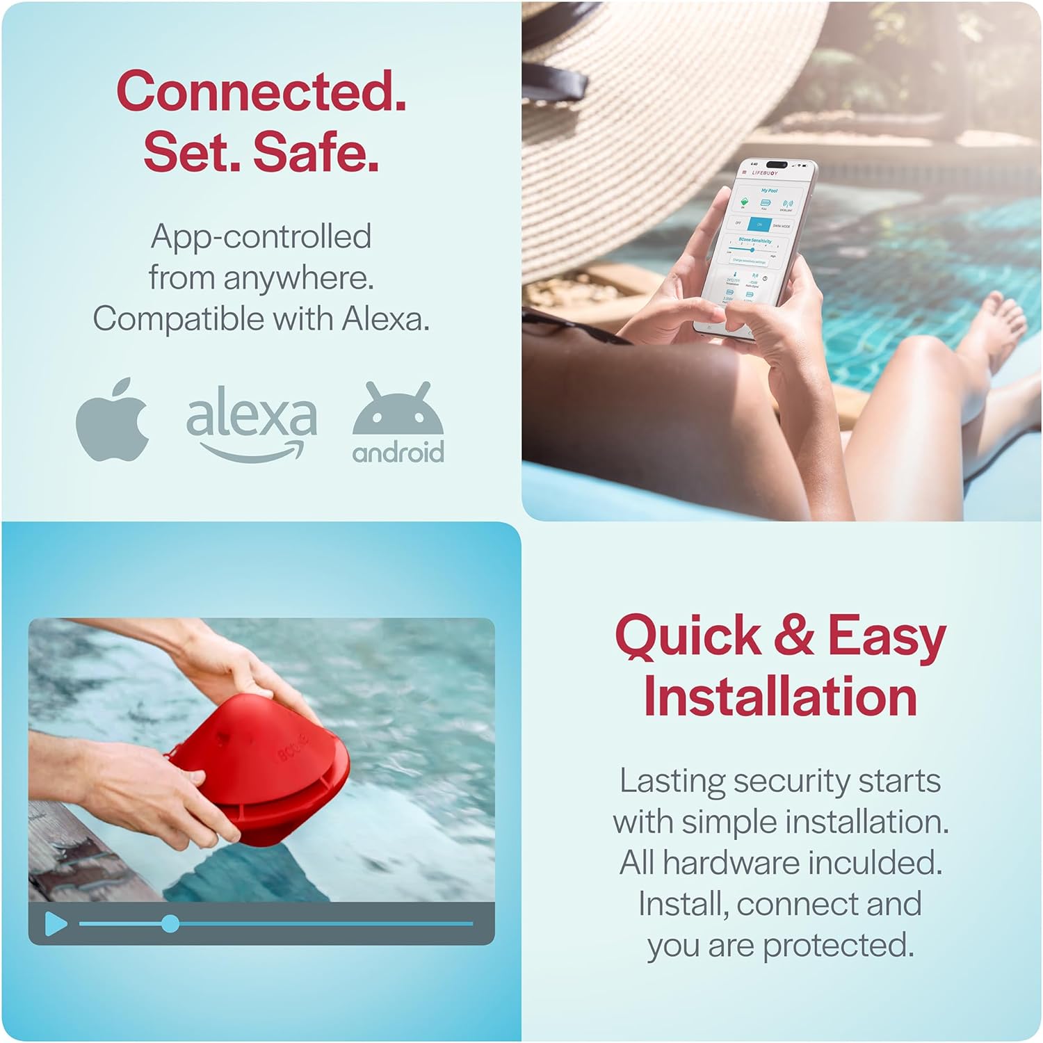 Bcone system pool alarm by lifebuoy certified astm f2208 floating